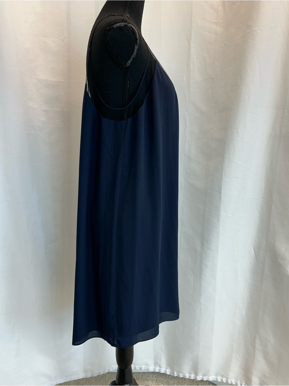 Aritzia Babaton Navy Blue black Mesh Slip Dress L Sleeveless Sheer Overlay NWOT - Picture 5 of 14